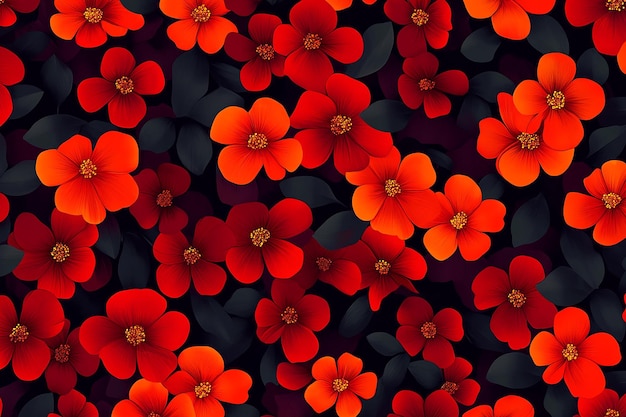 Photo small red flowers seamless pattern background