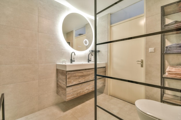 Small restroom in modern apartment