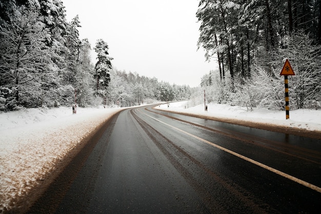 A small road in the winter season.