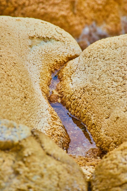 Small rock formations and alkaline in geyser of Yellowstone