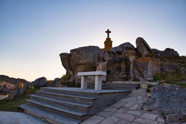 Small sanctuary in a cave of the Virgen del Carmen Porto Nadelas