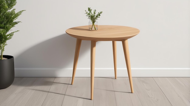 a small side table with a plant on it