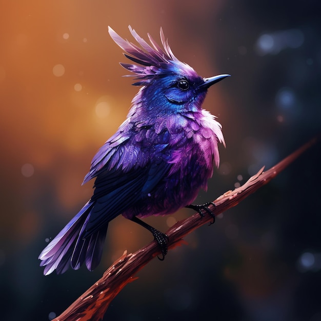 Small songbird with long tail magic beautiful purple