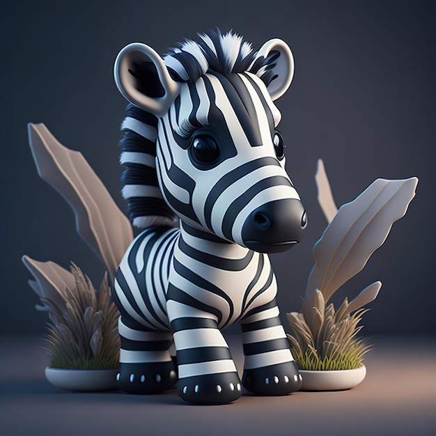 A small statue of a zebra with a black and white striped pattern.