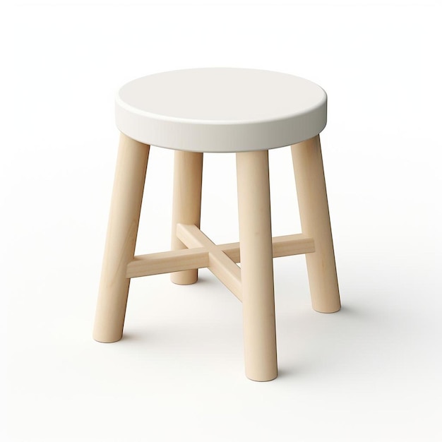 a small stool with a white top and a wooden stool on the bottom