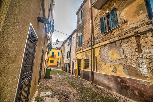 Small street in Alghero old town Italy