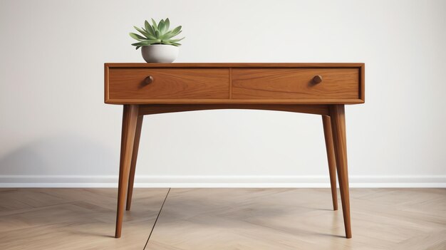 a small table with a plant on it