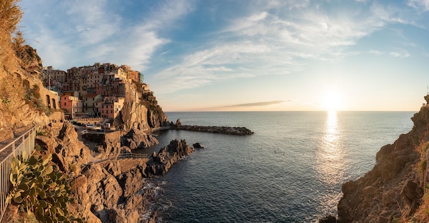 Small touristic town on the coast Manarola Italy Cinque Terre