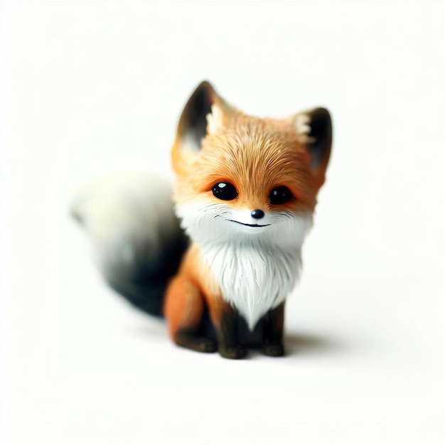 A small toy fox with a white face and black tail.