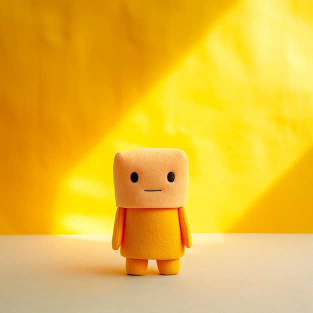 a small toy with a yellow shirt on it