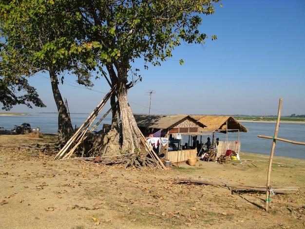 The small village on the coast of Irrawaddy river Myanmar