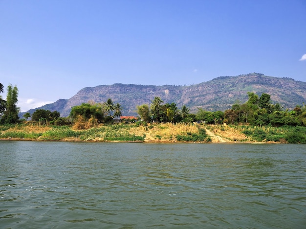 The small village on Mekong river Laos