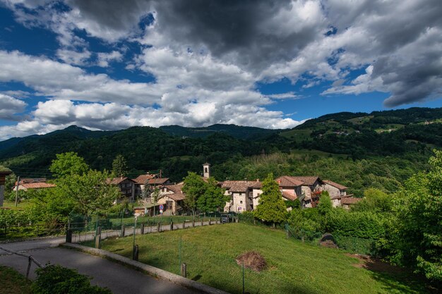 The small village of Oneta in middle Brembana valley Bergamo Italy