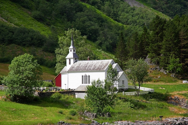 The small village on Sognefjord Norway