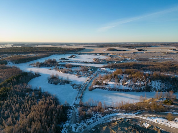 A small village in the winter