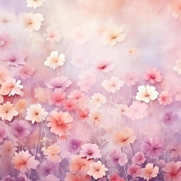 Small watercolor flowers texture background soft color gradient wallpaper