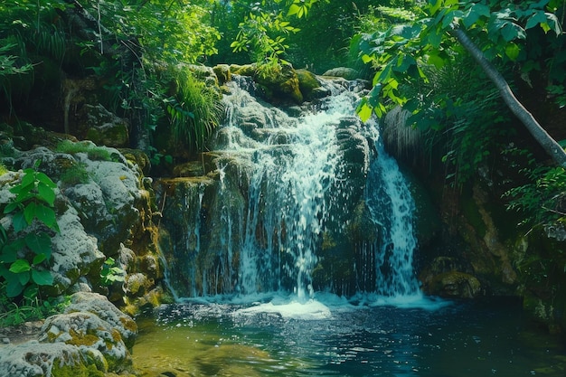 Small Waterfall Amidst Forest