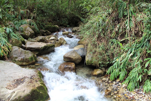 Small waterfalls before reaching Aguas Calientes Peru