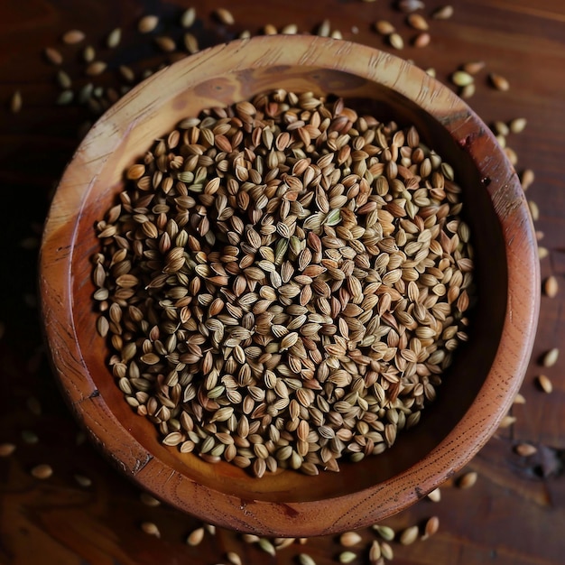 a small white bowl with seeds in it and a small white bowl on the table