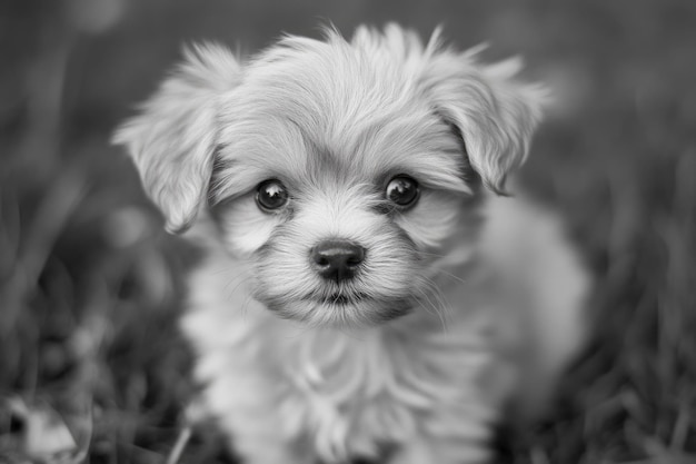 Small White Dog in Grass