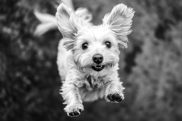 Small White Dog Jumping