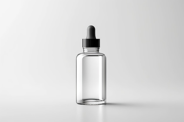 small white glass bottle with metal lid for cosmetic serum mockup