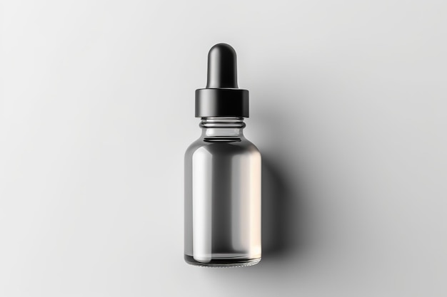 small white glass bottle with metal lid for cosmetic serum mockup