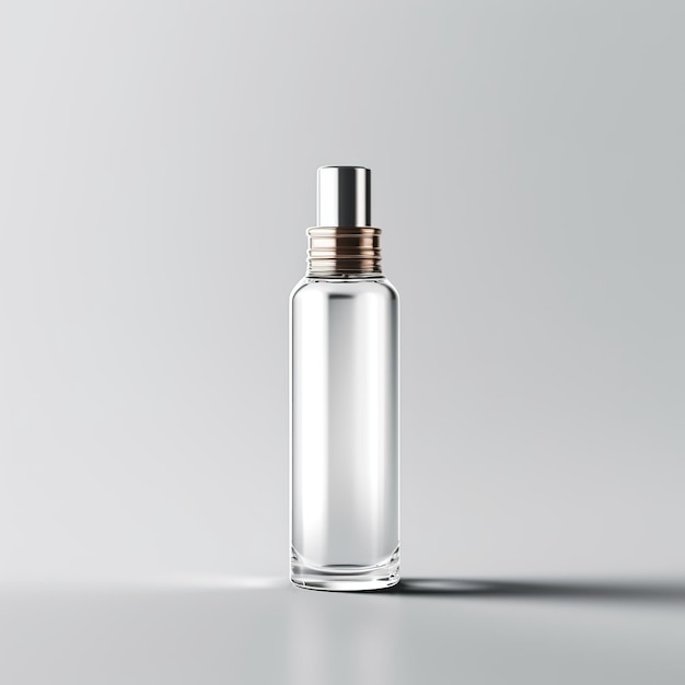 small white glass bottle with metal lid for cosmetic serum mockup