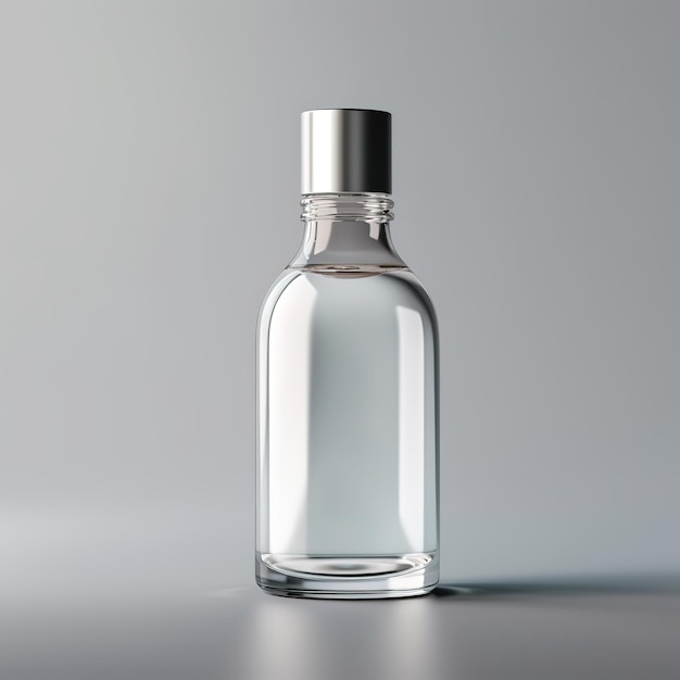 small white glass bottle with metal lid for cosmetic serum mockup