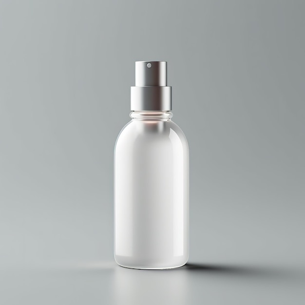 small white glass bottle with metal lid for cosmetic serum mockup