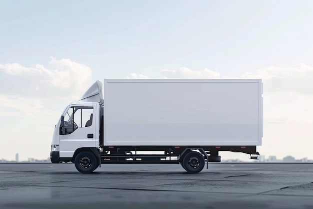 Photo small white truck car delivery service delivery of goods and products to retail outlets