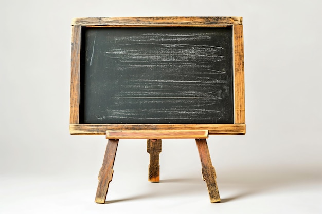 Photo small wooden chalkboard sign on a three legged stand isolated on a white background with space for custom text or graphics