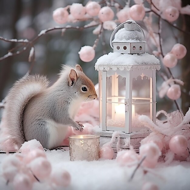 a small wooden fence painted white a white squirrel