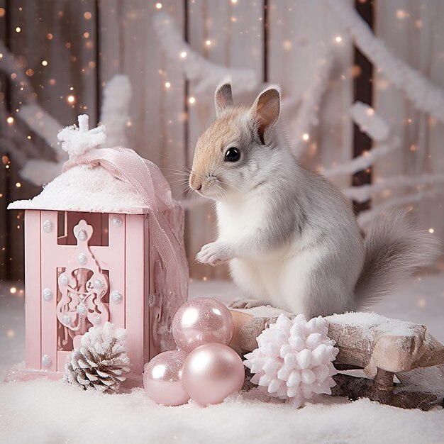 a small wooden fence painted white a white squirrel