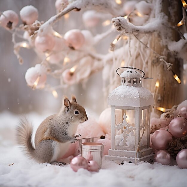 a small wooden fence painted white a white squirrel