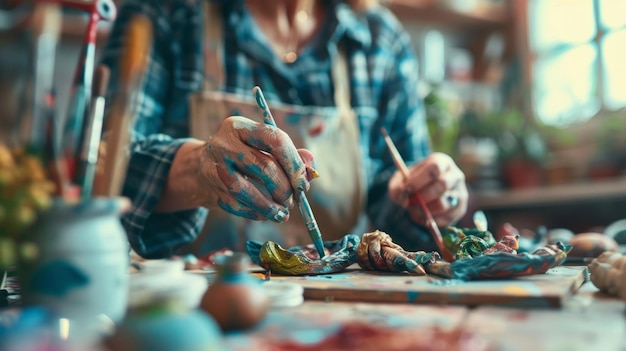 In a small workshop a group of artists and craftspeople collaborate on a community art installation