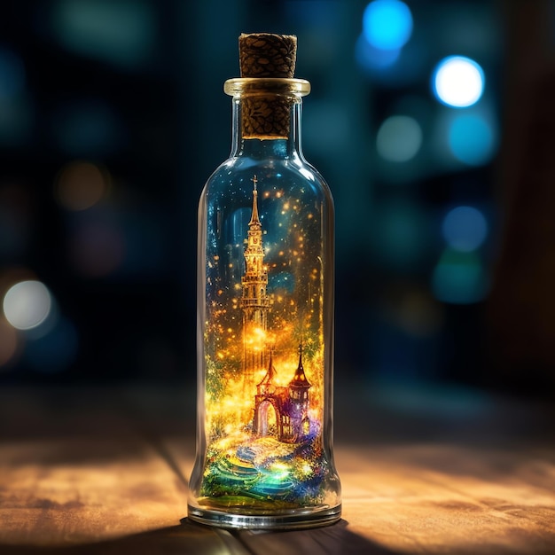 Small world in a bottle AI generated