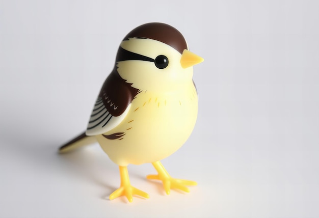 a small yellow bird with a black eye and brown feathers