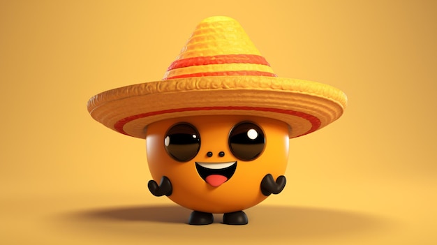 a small yellow sombrero with a straw hat on it