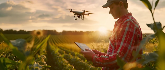 Smart Agriculture Specialist Monitoring Drone Data