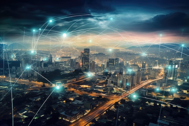 Smart cities and wireless networks abstract visuals and the internet of things