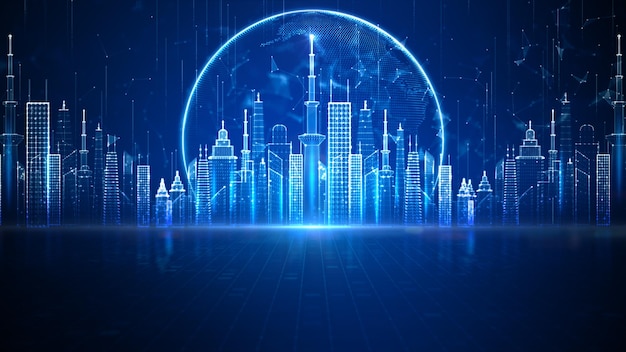 Smart City Of Cyberspace And Metaverse Technology Digital Network Connection