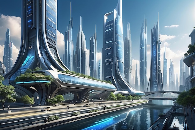 Smart futuristic city architecture cityscape building