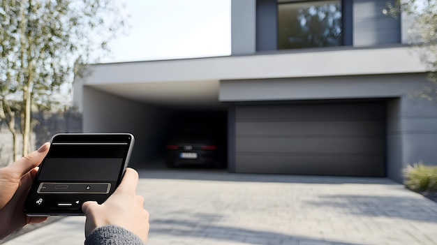 Photo smart garage door control via mobile app for automated home access