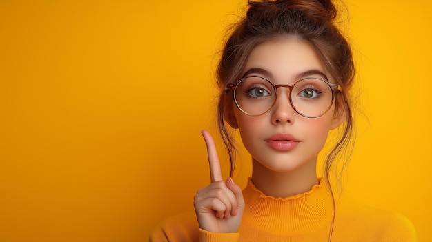 Photo smart girl sign idea thumbs up studio portrait