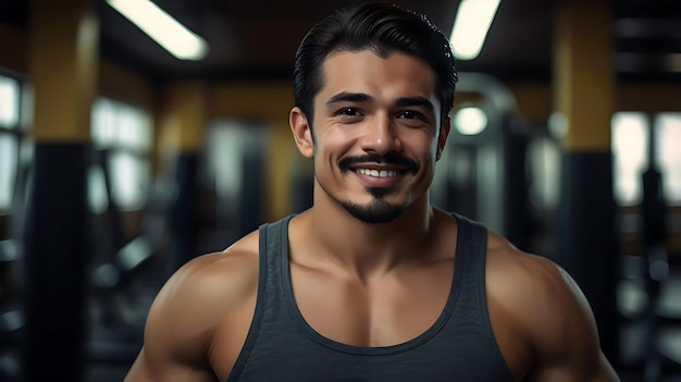 Smart And Happy Man In GYM