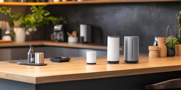 Photo smart home devices on kitchen counter