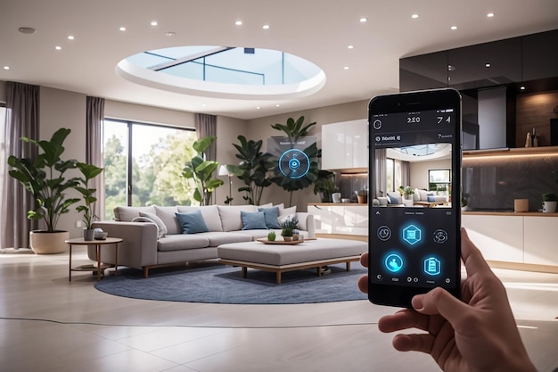 Smart home interface with augmented realty of iot object interior design Generative AI