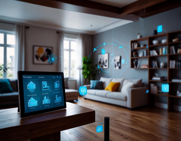 Photo smart home interface with augmented realty of iot object interior design