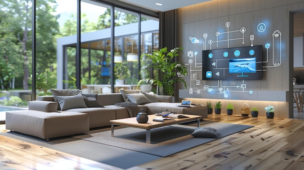 Smart Home Technology Connected Devices in a Modern Setting